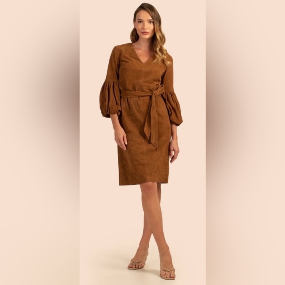 Trina Turk Brown Long Sleeve Dress with Belt